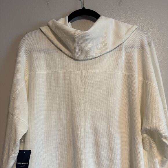 Lucky Brand Ivory Waffle Knit Cowl Neck Pullover Sweatshirt Top Size 2X - Picture 6 of 11
